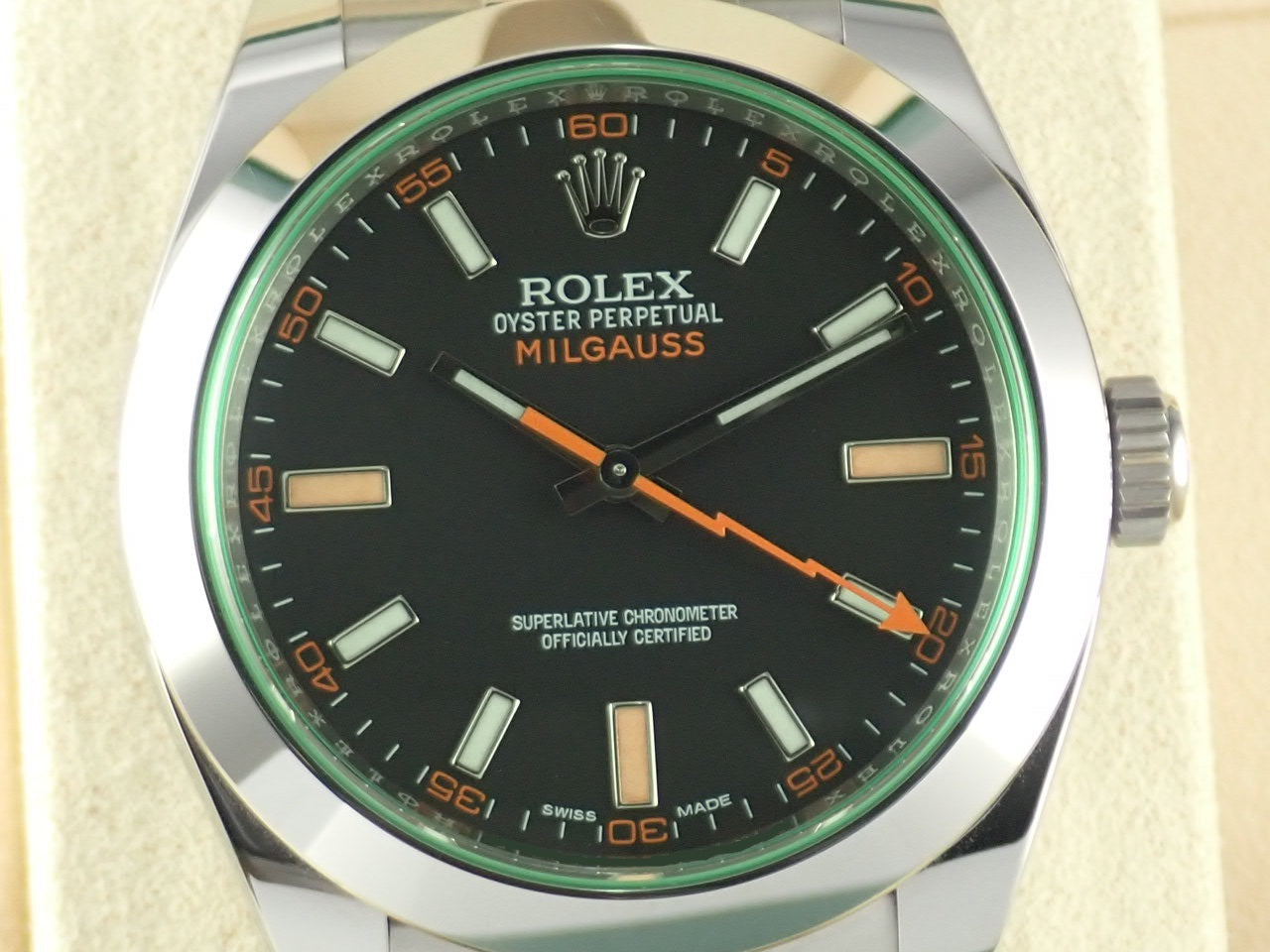 ロレックス ミルガウス グリーンガラス SS Ref.116400GV