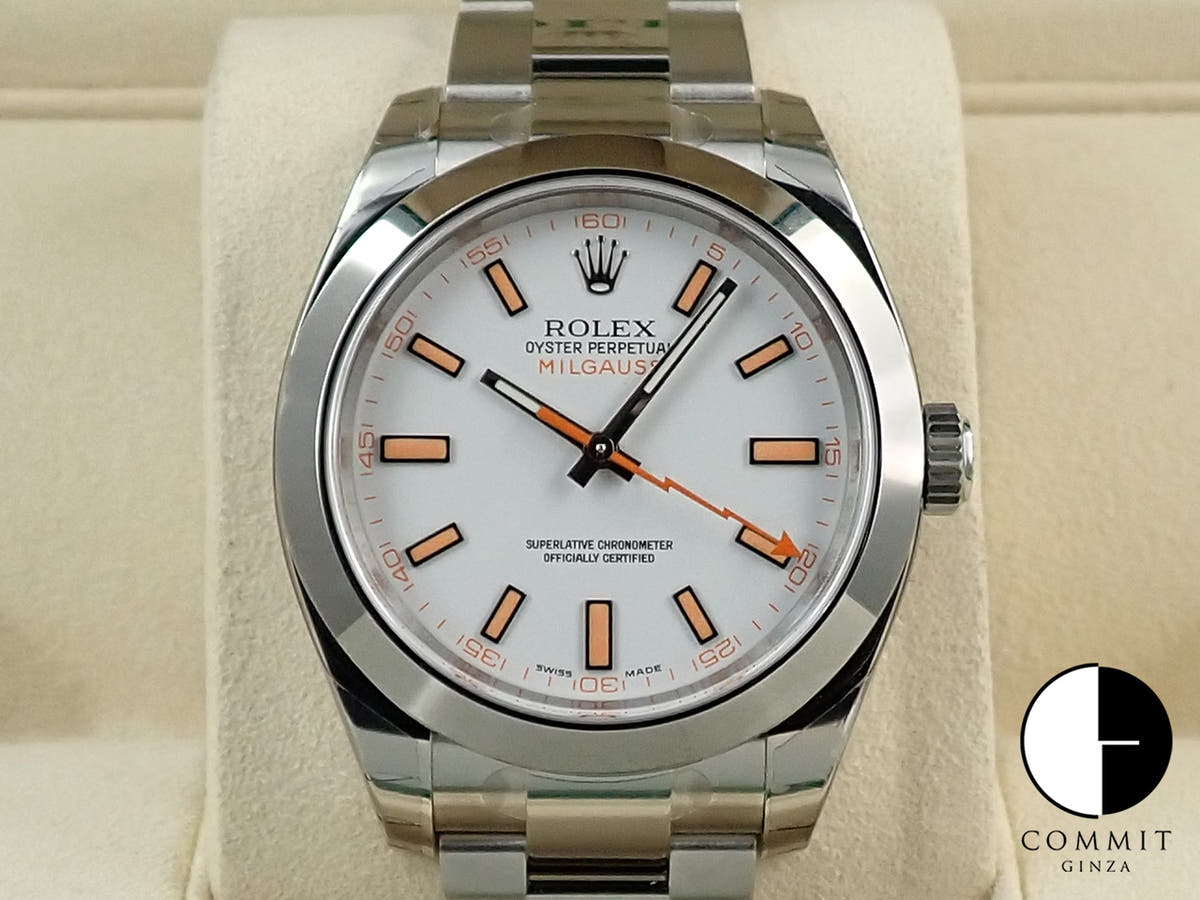 ロレックス ミルガウス Ref.116400 ホワイト文字盤 デッドストック XH2FAS5A