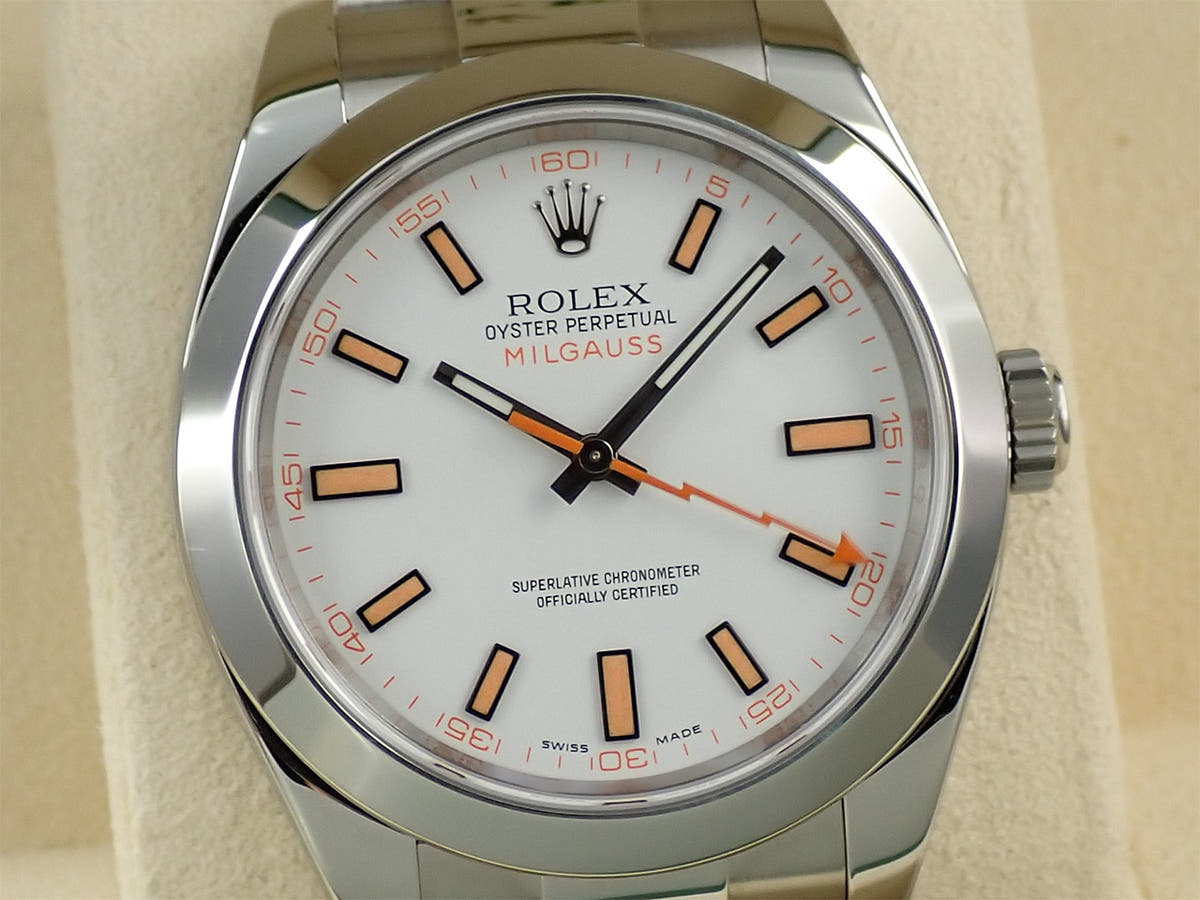 ロレックス ミルガウス Ref.116400 ホワイト文字盤 美品 W0TPA38P
