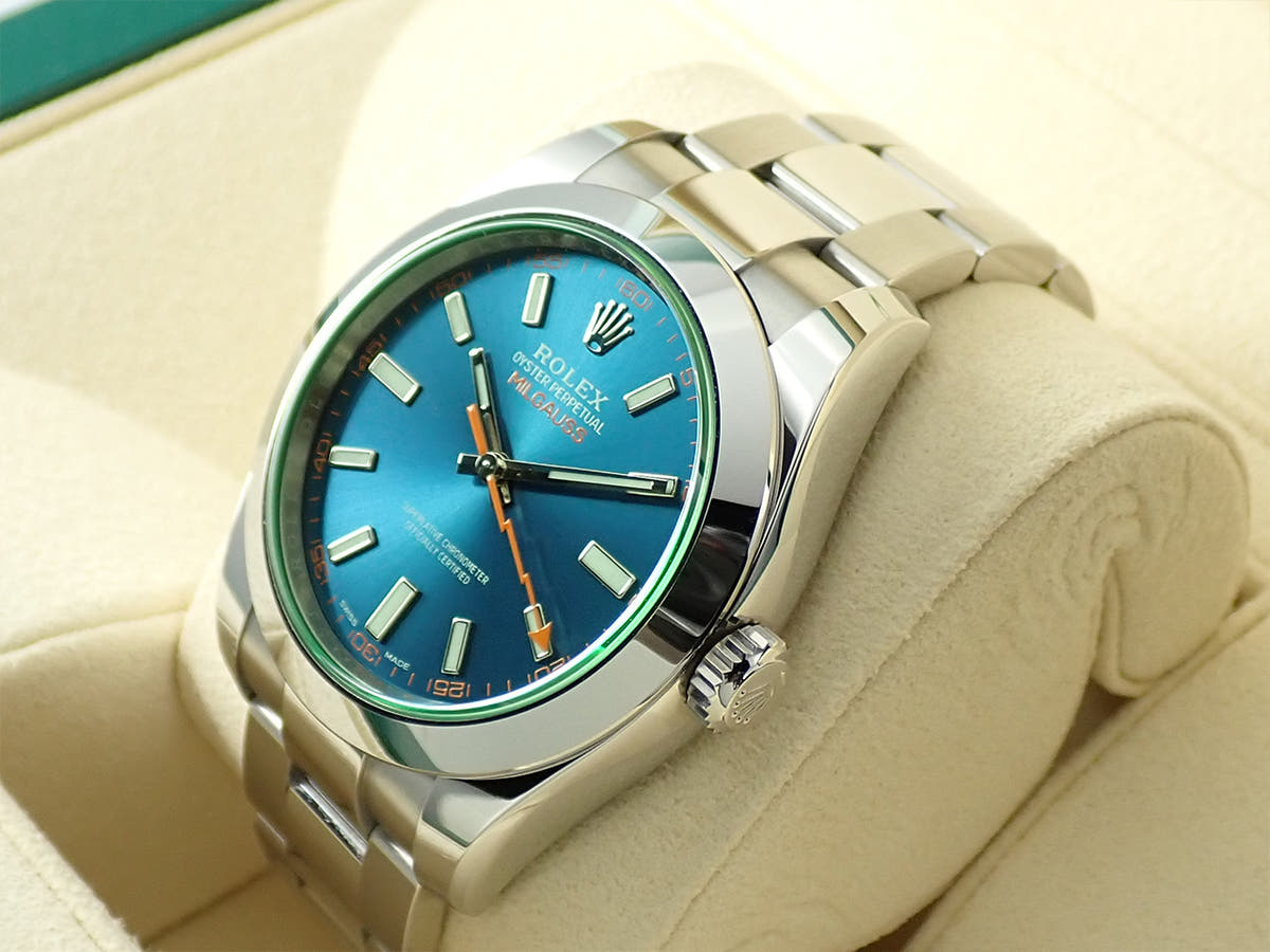 ロレックス ミルガウス Ref.116400GV Zブルー文字盤 中古 3XXX19JX