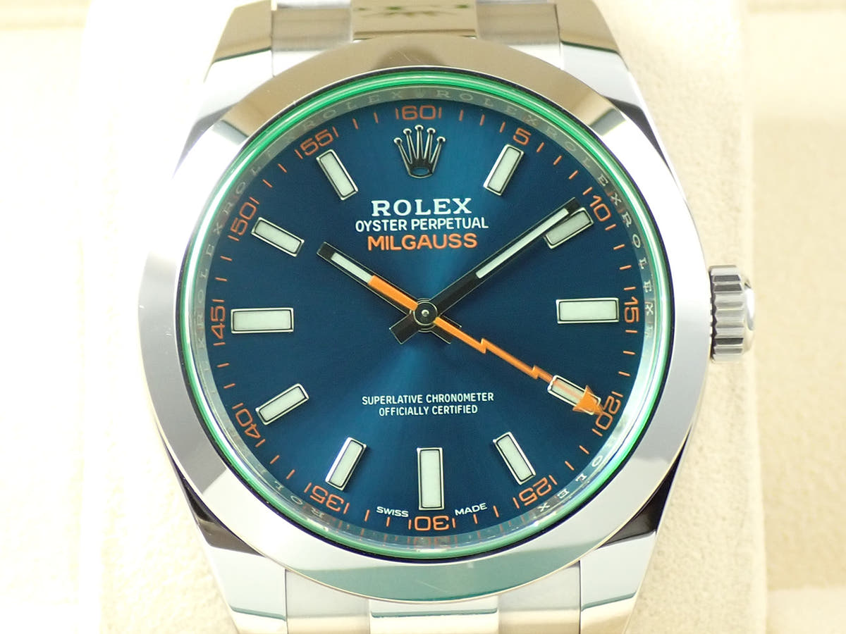 ロレックス ミルガウス Ref.116400GV Zブルー文字盤 中古 3XXX19JX