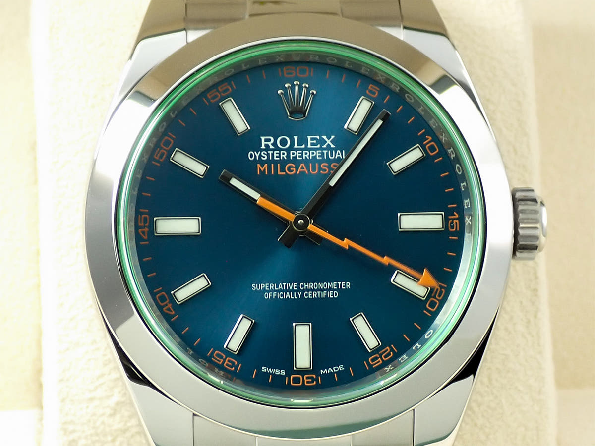 ロレックス ミルガウス Ref.116400GV Zブルー文字盤 美品 2W258085