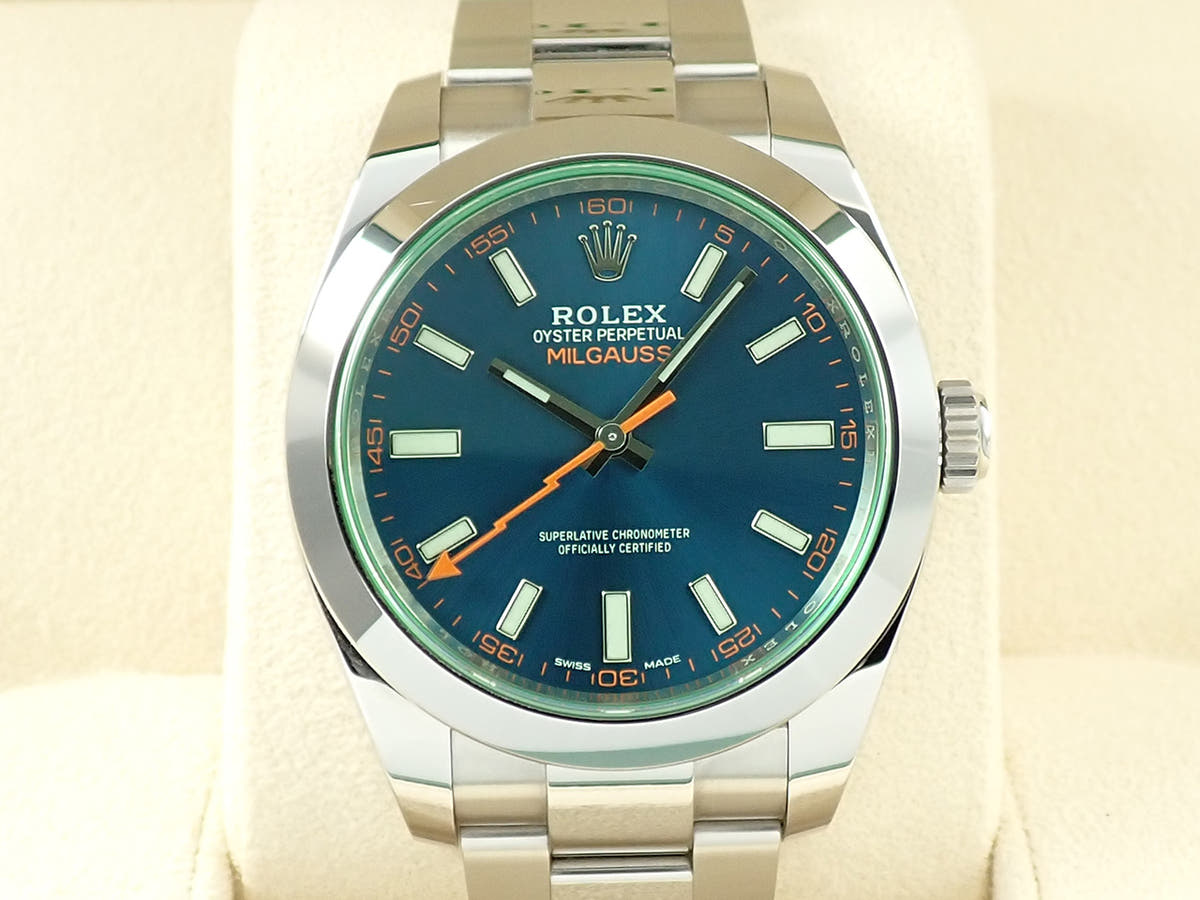 ロレックス ミルガウス Ref.116400GV Zブルー文字盤 中古 T8334695