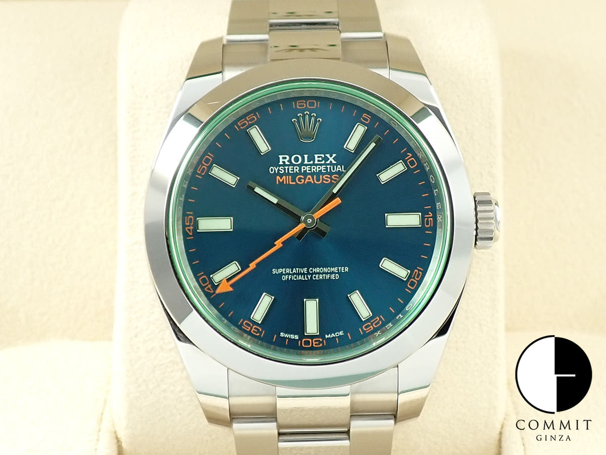 ロレックス ミルガウス Ref.116400GV Zブルー文字盤 中古 T8334695