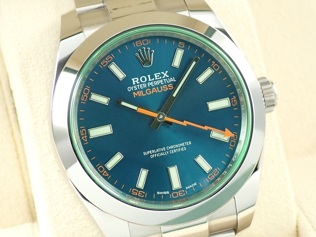 ロレックス ミルガウス Ref.116400GV Zブルー文字盤 中古 T8334695