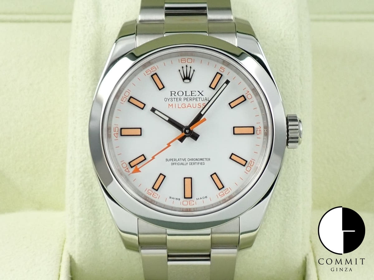 ロレックス ミルガウス Ref.116400 ホワイト文字盤 美品 9LPXJL0Y
