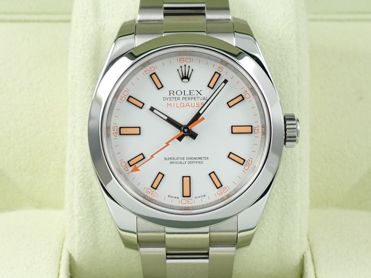 ロレックス ミルガウス Ref.116400 ホワイト文字盤 美品 9LPXJL0Y