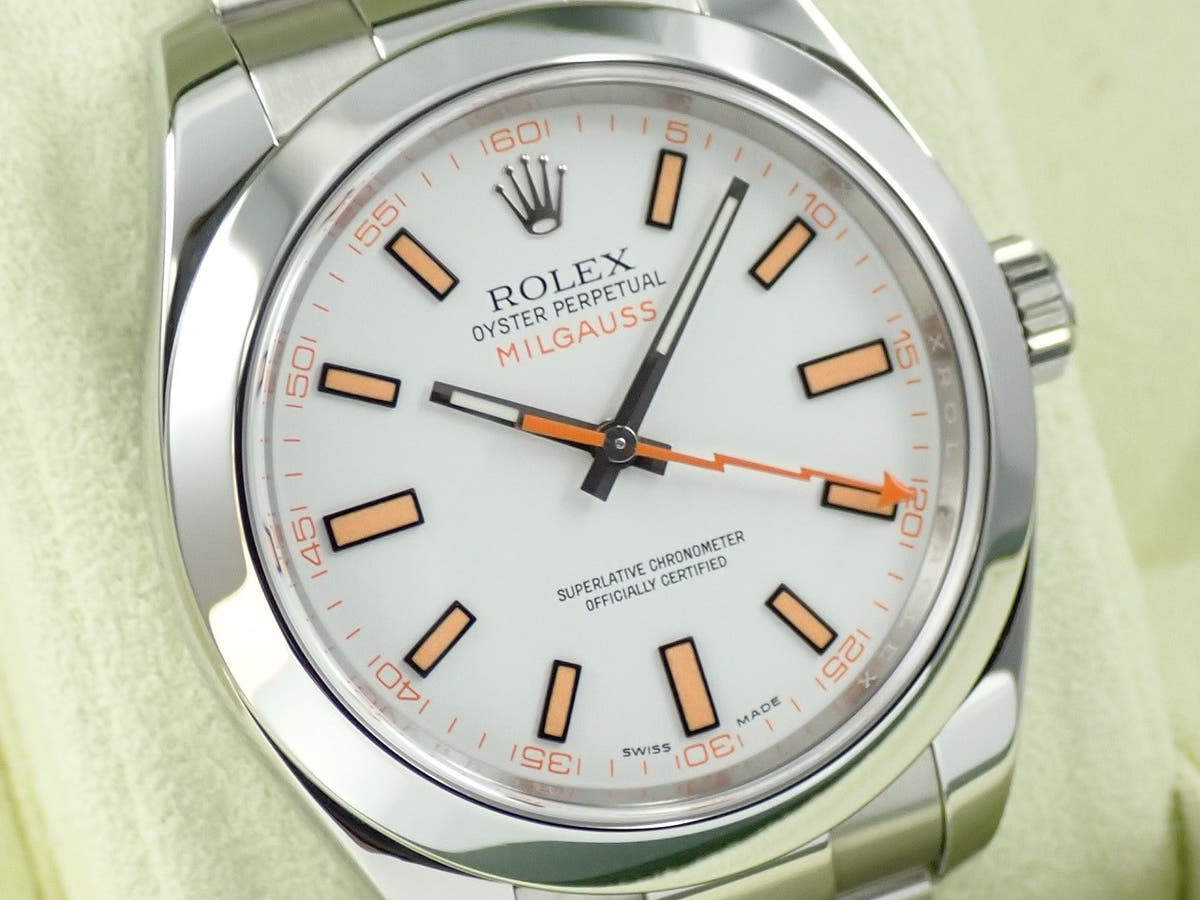 ロレックス ミルガウス Ref.116400 ホワイト文字盤 美品 9LPXJL0Y