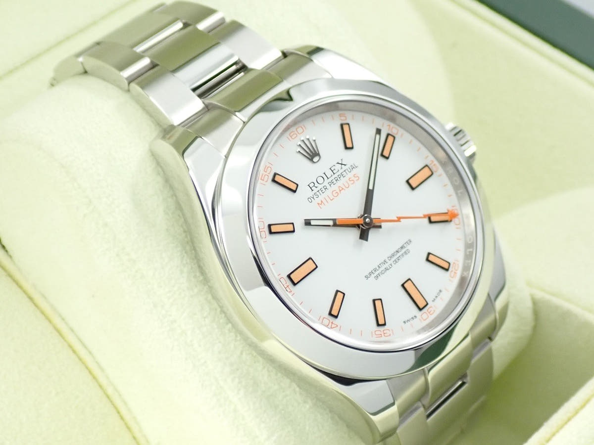 ロレックス ミルガウス Ref.116400 ホワイト文字盤 美品 9LPXJL0Y