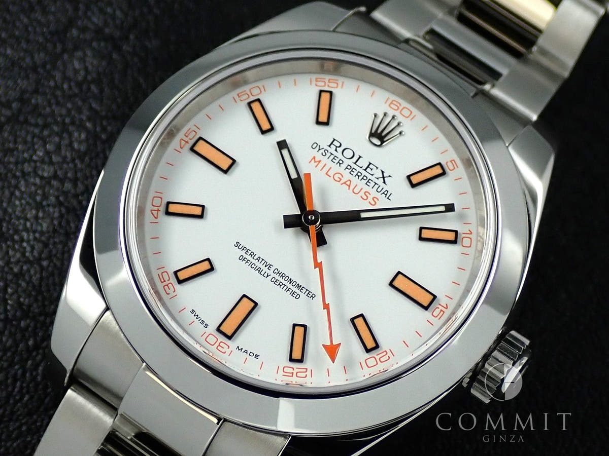 ロレックス ミルガウス Ref.116400 ホワイト文字盤 美品 9LPXJL0Y