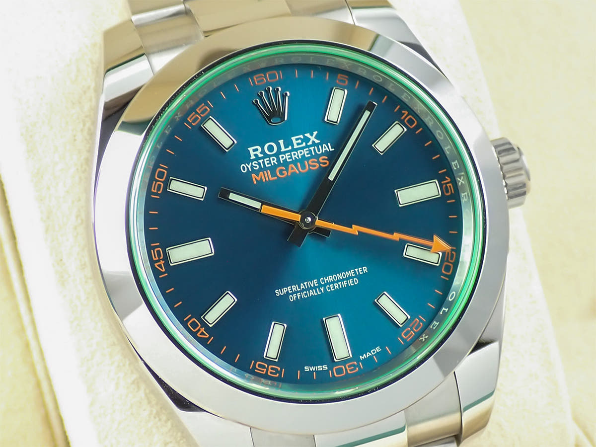 ロレックス ミルガウス Ref.116400GV Zブルー文字盤 中古 0W6C99JY