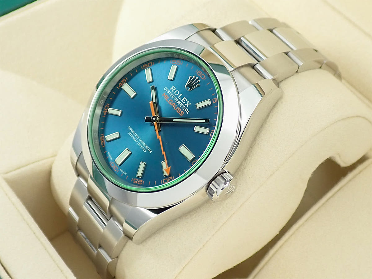 ロレックス ミルガウス Ref.116400GV Zブルー文字盤 中古 0W6C99JY