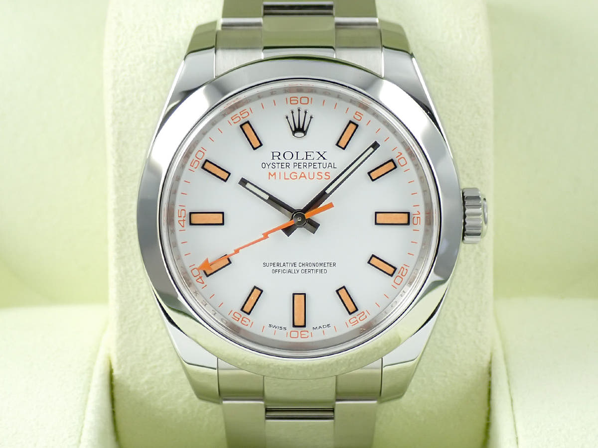 ロレックス ミルガウス Ref.116400 ホワイト文字盤 中古 T18T0J01