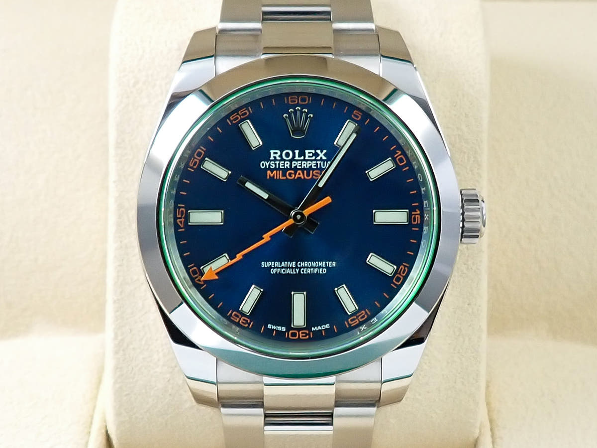ロレックス ミルガウス Ref.116400GV Zブルー文字盤 中古 165P9S5F