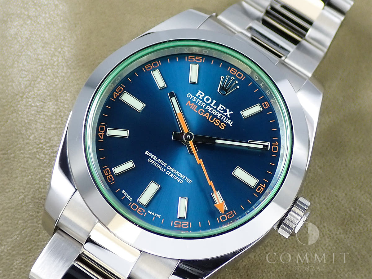 ロレックス ミルガウス Ref.116400GV Zブルー文字盤 中古 165P9S5F