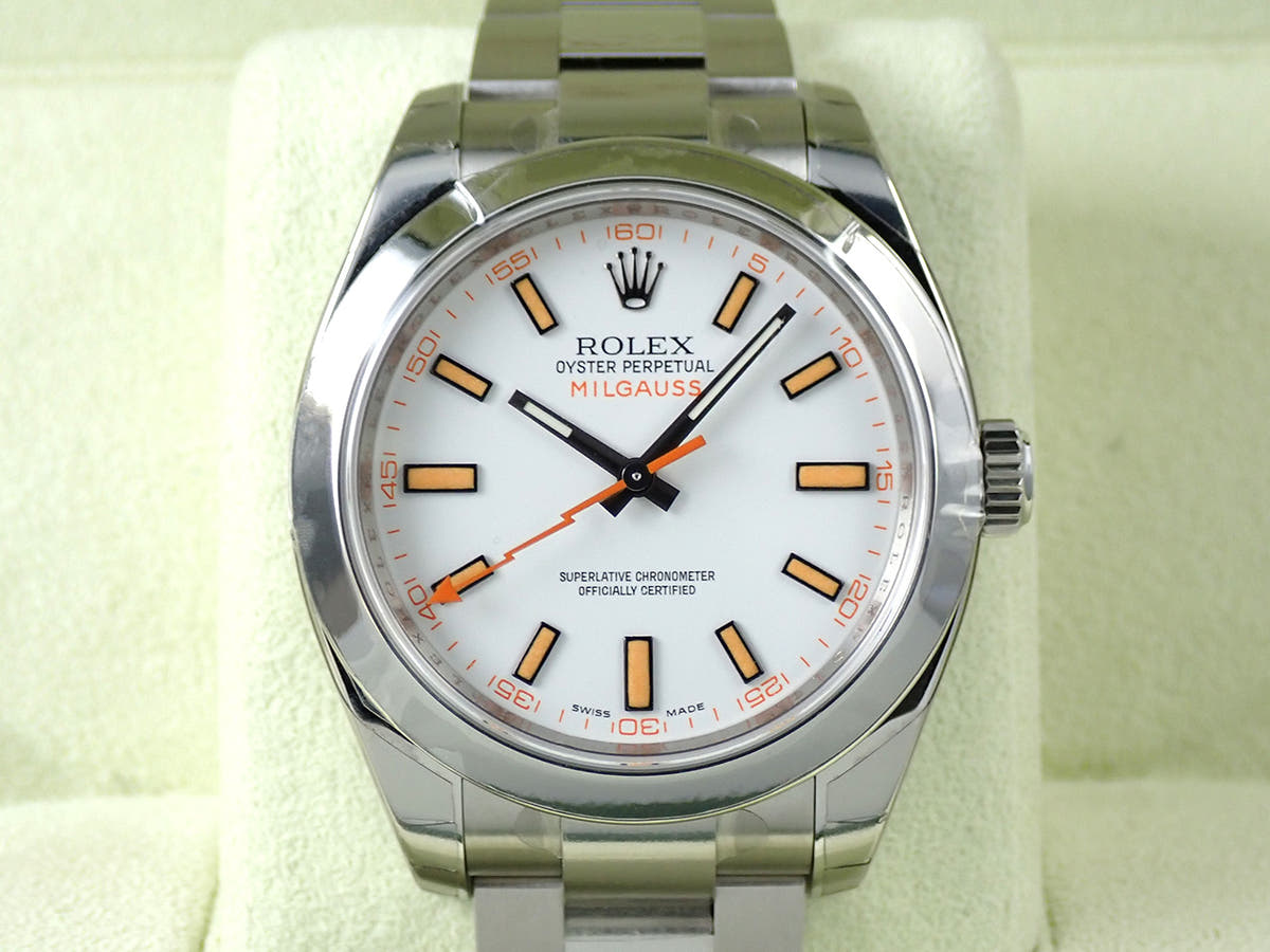 ロレックス ミルガウス Ref.116400 ホワイト文字盤 デッドストック 30RFXHZR