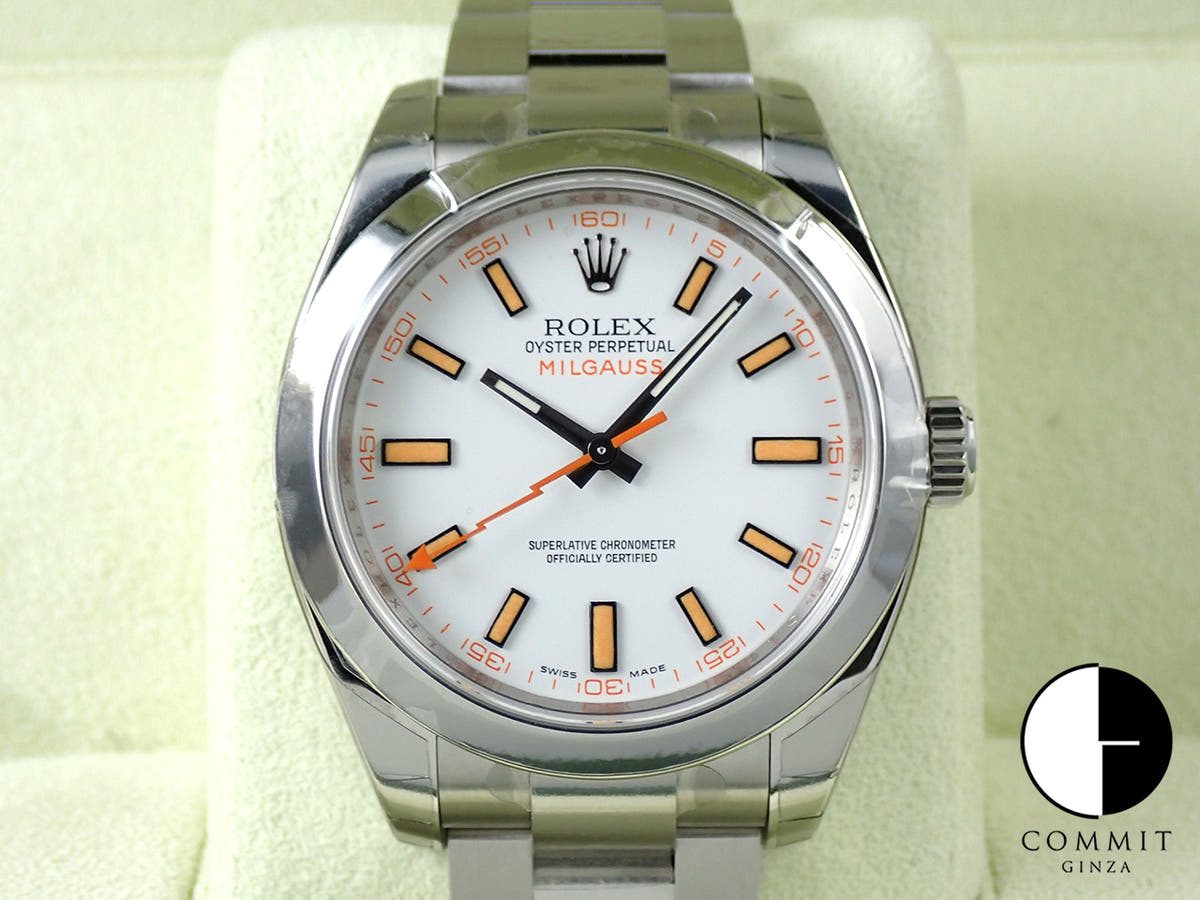 ロレックス ミルガウス Ref.116400 ホワイト文字盤 デッドストック 30RFXHZR