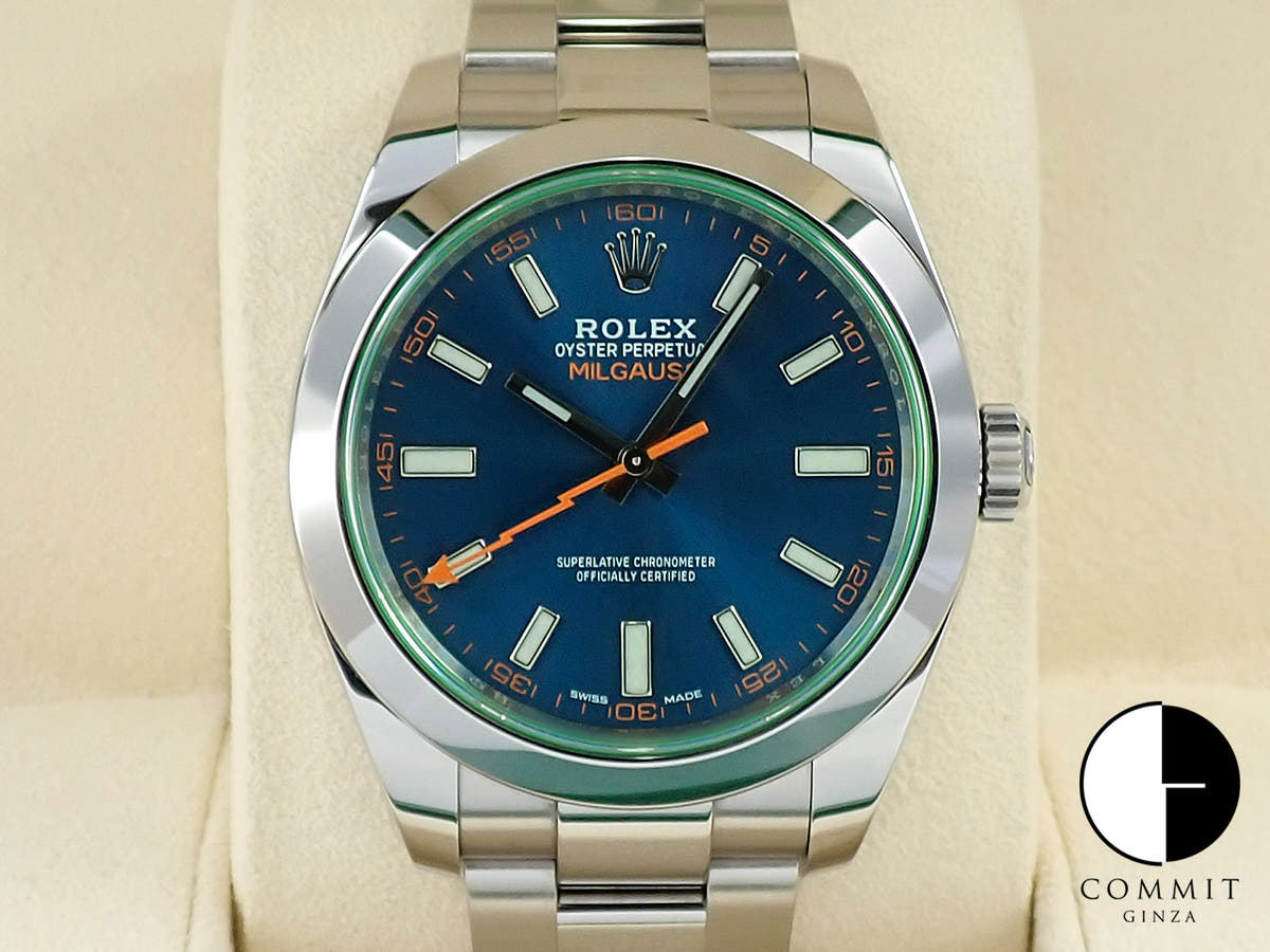 ロレックス ミルガウス Ref.116400GV Zブルー文字盤 中古 8VLJCC36