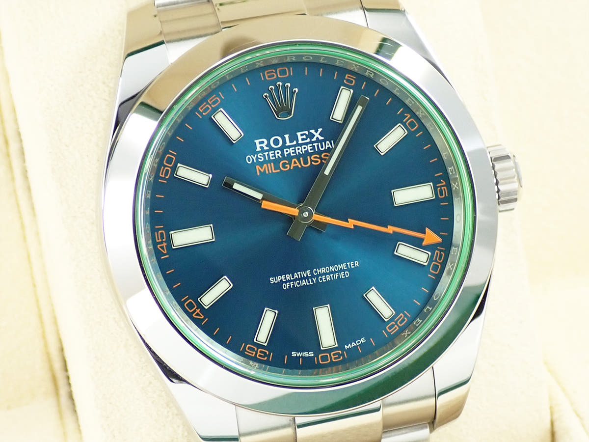 ロレックス ミルガウス Ref.116400GV Zブルー文字盤 中古 8VLJCC36