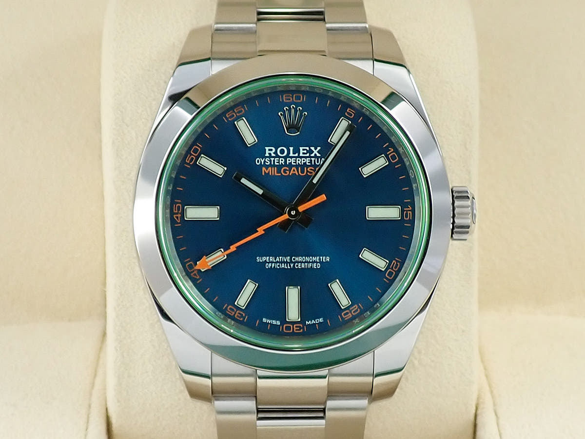 ロレックス ミルガウス Ref.116400GV Zブルー文字盤 中古 8VLJCC36