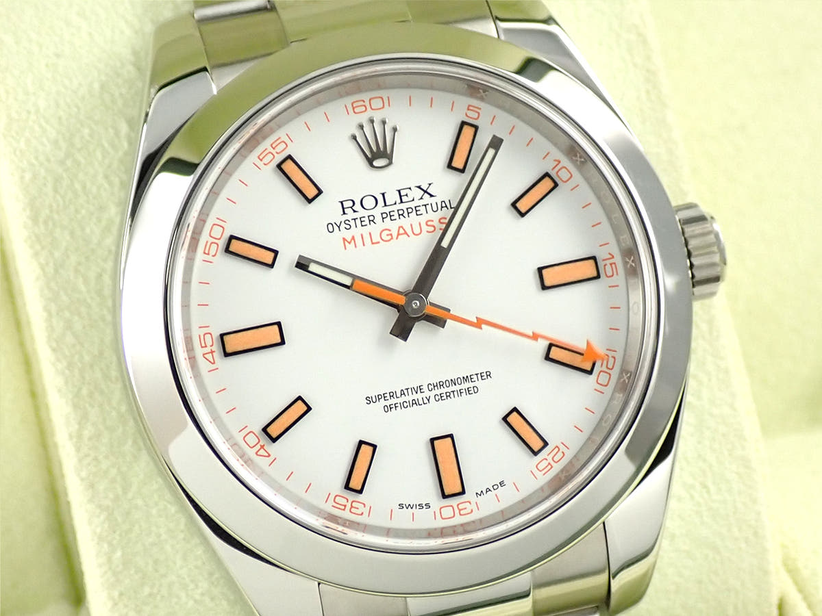 ロレックス ミルガウス Ref.116400 ホワイト文字盤 中古 P9682072