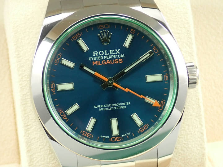 ロレックス ミルガウス Ref.116400GV ステンレススチール Zブルー文字盤