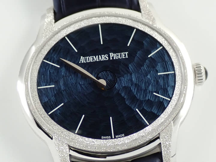 Audemars Piguet Millenary Frosted Gold Philosophy Ref. 77266BC.GG.A326CR.01 White Gold Blue Dial