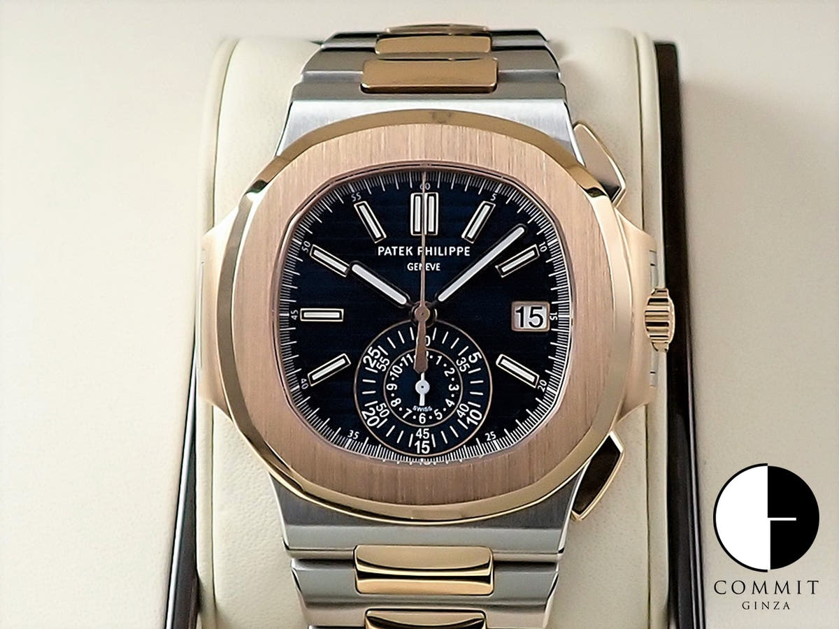 パテックフィリップ ノーチラス クロノグラフ Ref.5980/1AR-001 ステンレススチール/ローズゴールド ブルー文字盤