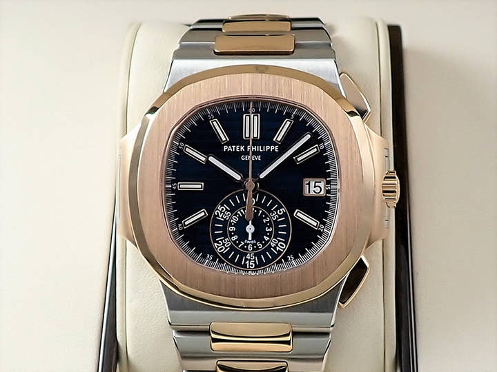 パテックフィリップ ノーチラス クロノグラフ Ref.5980/1AR-001 ステンレススチール/ローズゴールド ブルー文字盤