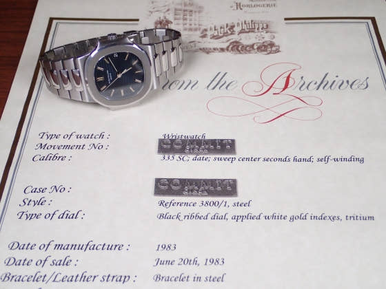 パテックフィリップ ノーチラス Ref.3800/1 ブルー文字盤 中古 nautilus-3