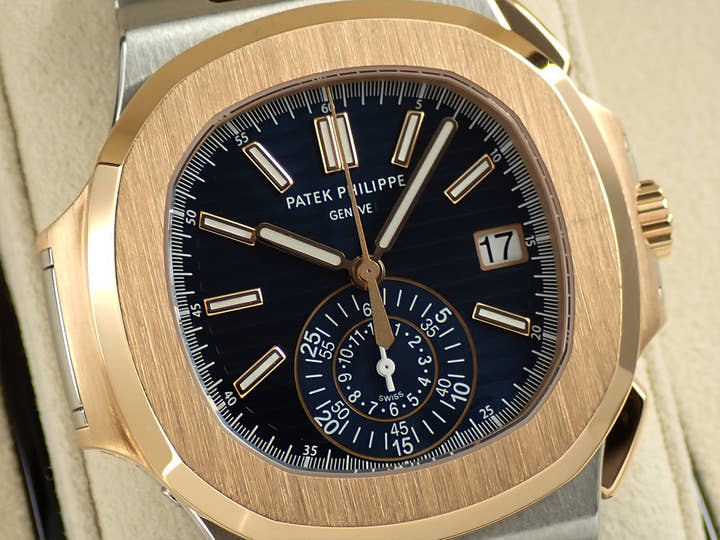 パテックフィリップ ノーチラス クロノグラフ Ref.5980/1AR-001 ステンレススチール/ローズゴールド ブルー文字盤