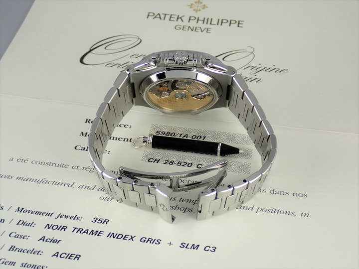 パテックフィリップ ノーチラス Ref.5980/1A-001 ブラックブルー文字盤 中古 nautilus-76