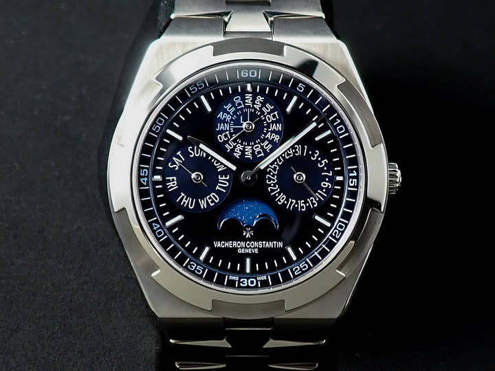 ヴァシュロンコンスタンタン オーヴァーシーズ エクストラフラット パーペチュアルカレンダー Ref.4300V/120G-B945 ブルー文字盤 美品 65F00JFA