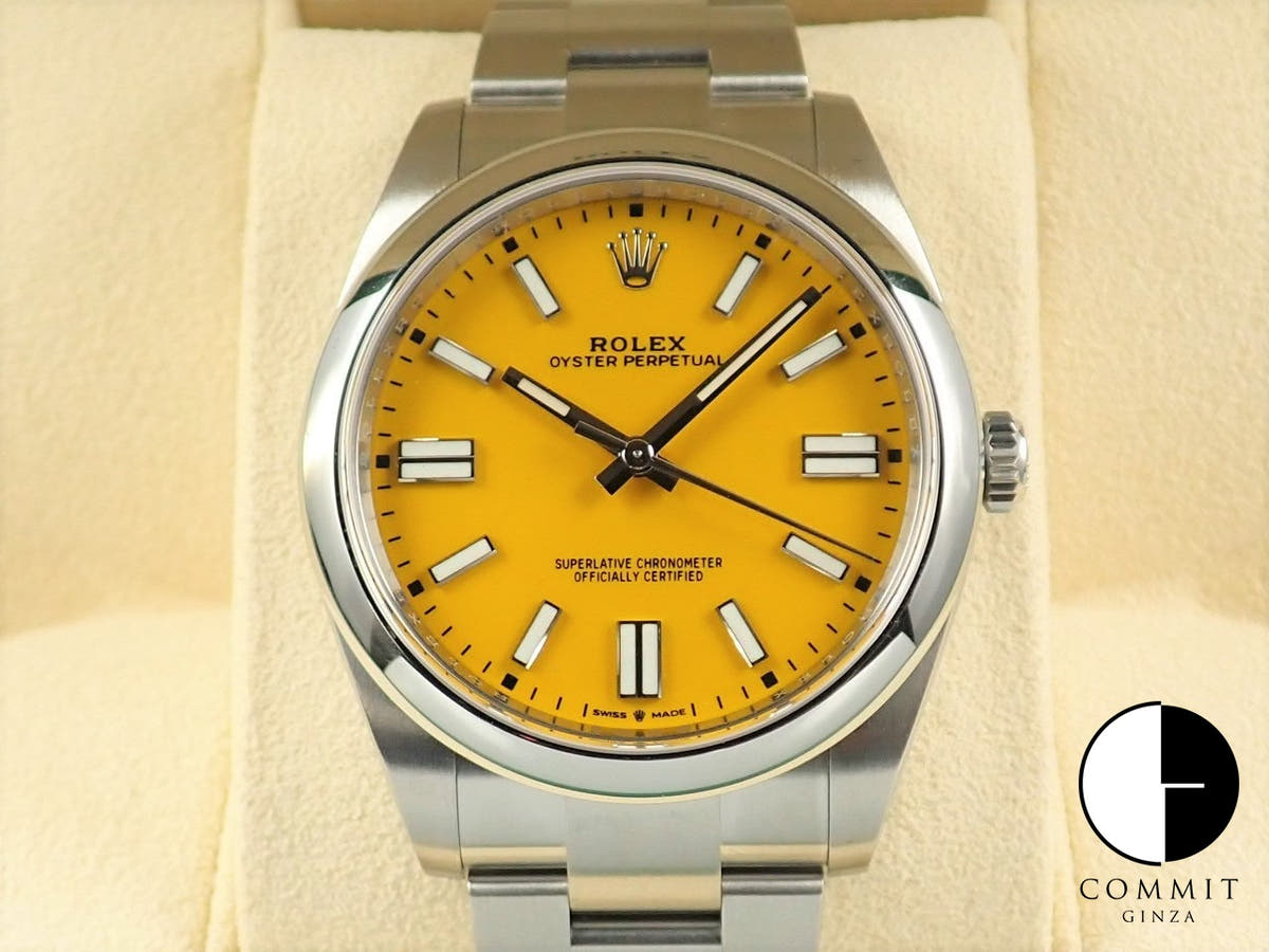 ロレックス オイスターパーペチュアル41 Ref.124300 イエロー文字盤 未使用 J8MZLHXR