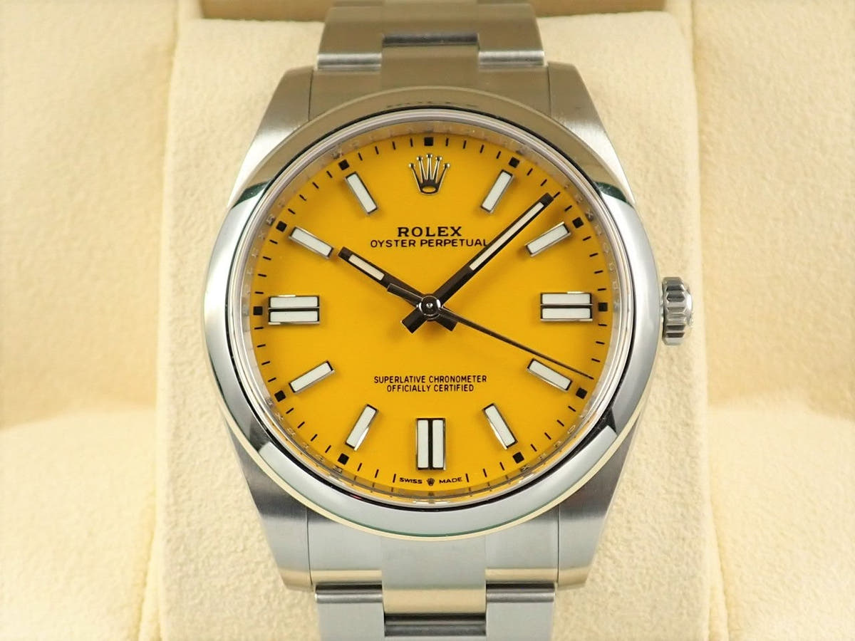 ロレックス オイスターパーペチュアル41 Ref.124300 イエロー文字盤 未使用 J8MZLHXR