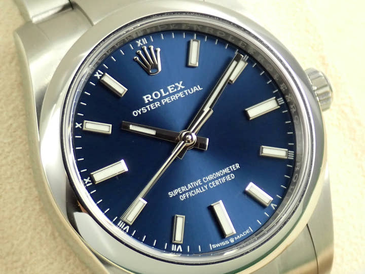 ロレックス オイスターパーペチュアル34 Ref.124200 ステンレススチール ブルー文字盤