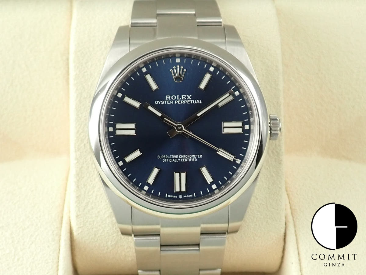 ロレックス オイスターパーペチュアル41 Ref.124300 ステンレススチール ブライトブルー文字盤