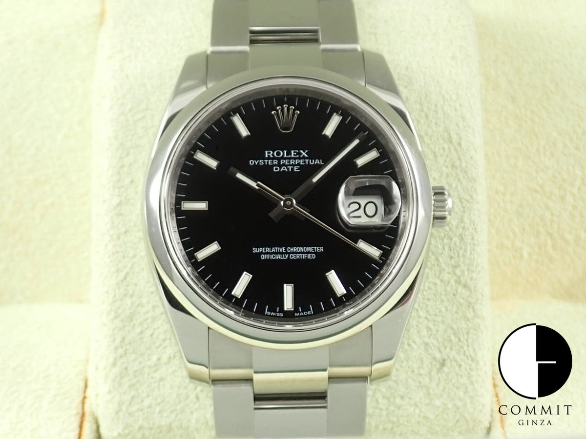 ロレックス オイスターパーペチュアル デイト Ref.115200 ブラック文字盤 美品 537ZTKUU
