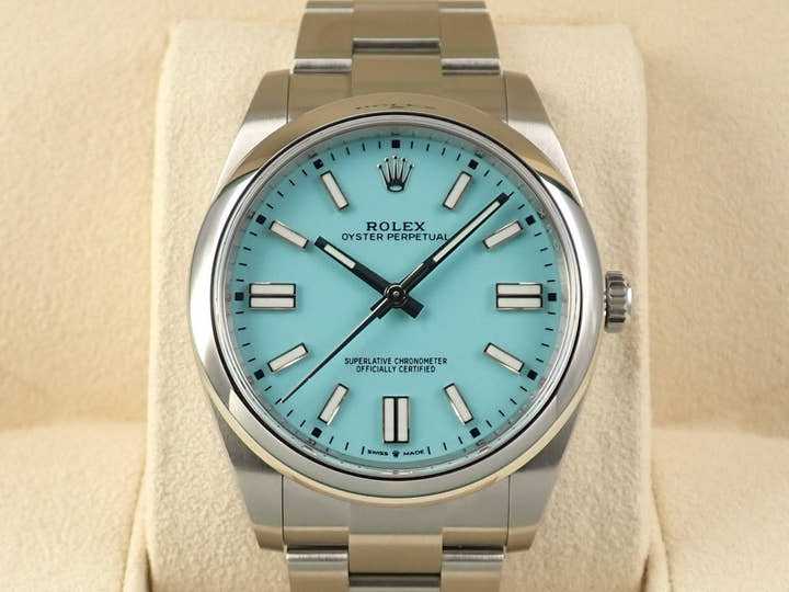 ロレックス オイスターパーペチュアル41 Ref.124300 ステンレススチール ターコイズ文字盤 極美品 2T205785