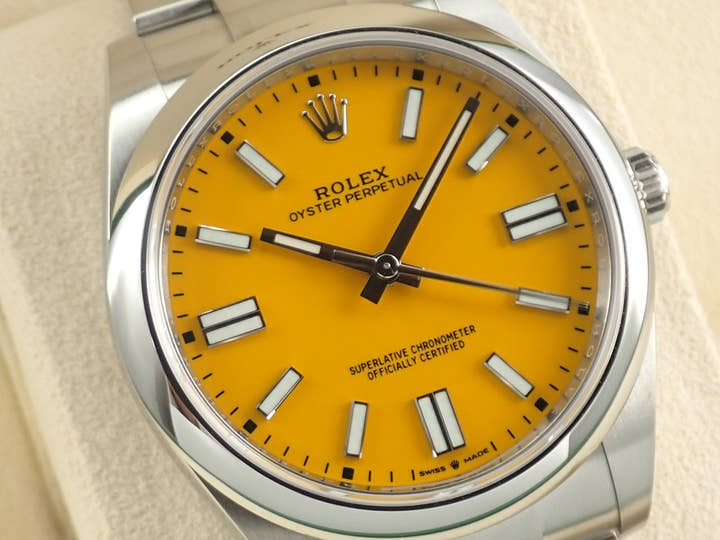 ロレックス オイスターパーペチュアル41 Ref.124300 ステンレススチール イエロー文字盤