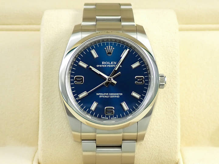 ロレックス オイスターパーペチュアル34 Ref.114200 ステンレススチール ブルー文字盤