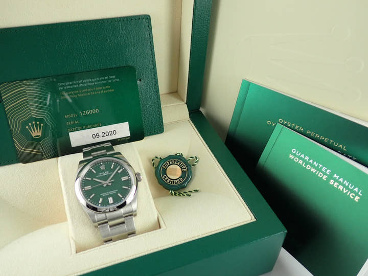 ロレックス オイスターパーペチュアル Ref.126000 グリーン文字盤 未使用 oyster-perpetual-40