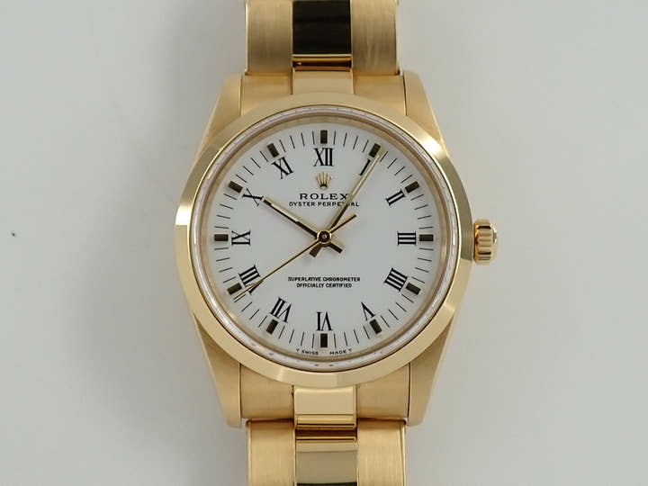 Rolex Oyster Perpetual Ref. 14208 Yellow Gold White Dial