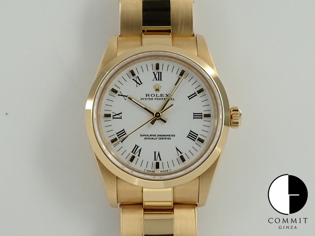 Rolex Oyster Perpetual Ref. 14208 Yellow Gold White Dial