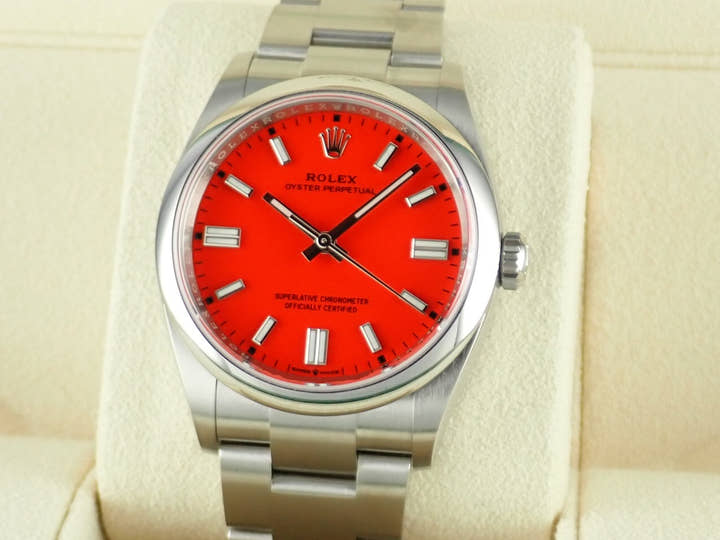 Rolex Oyster Perpetual Ref.126000 Coral Red Dial Unused oyster-perpetual-48