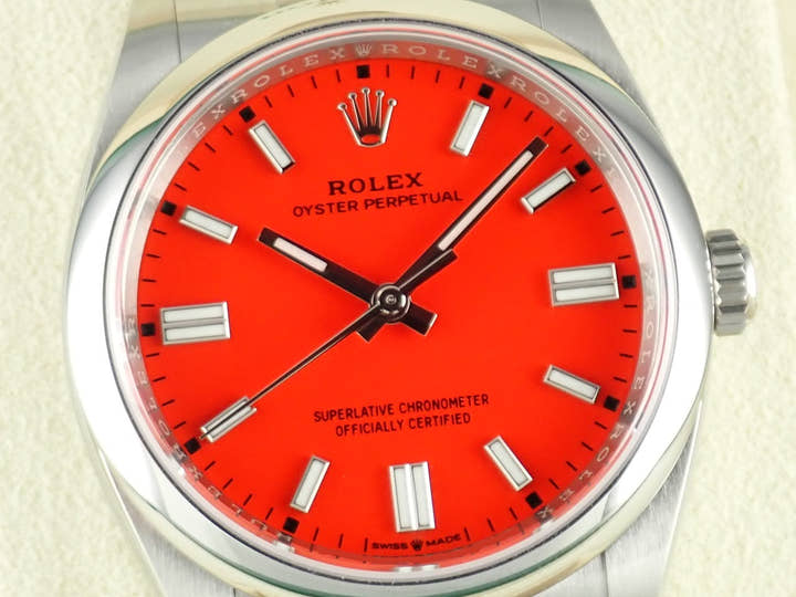 Rolex Oyster Perpetual Ref.126000 Coral Red Dial Unused oyster-perpetual-48