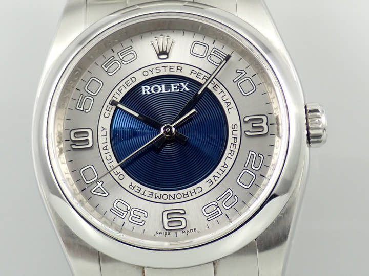 ロレックス オイスターパーペチュアル36 Ref.116000 ステンレススチール ブルーコンセントリックxシルバー文字盤
