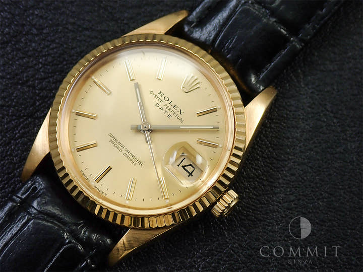 Rolex Oyster Perpetual Date Ref. 15038 Yellow Gold Champagne Dial