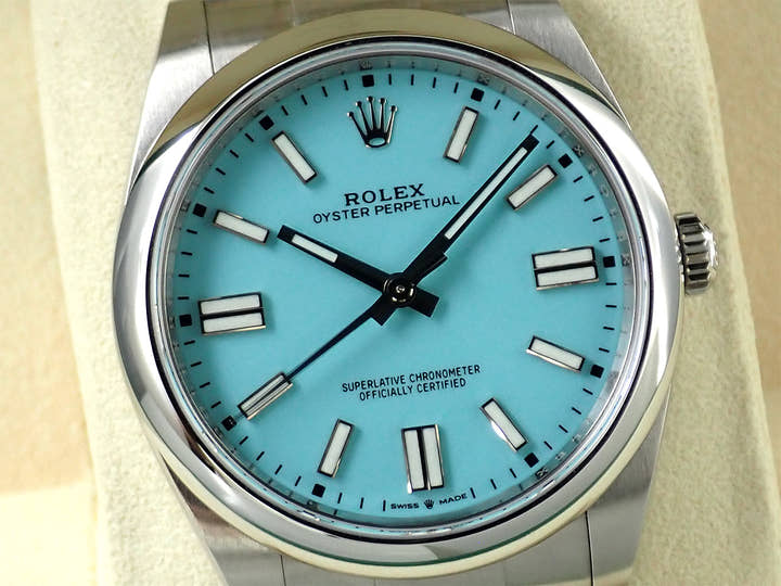 ロレックス オイスターパーペチュアル41 Ref.124300 ステンレススチール ターコイズ文字盤