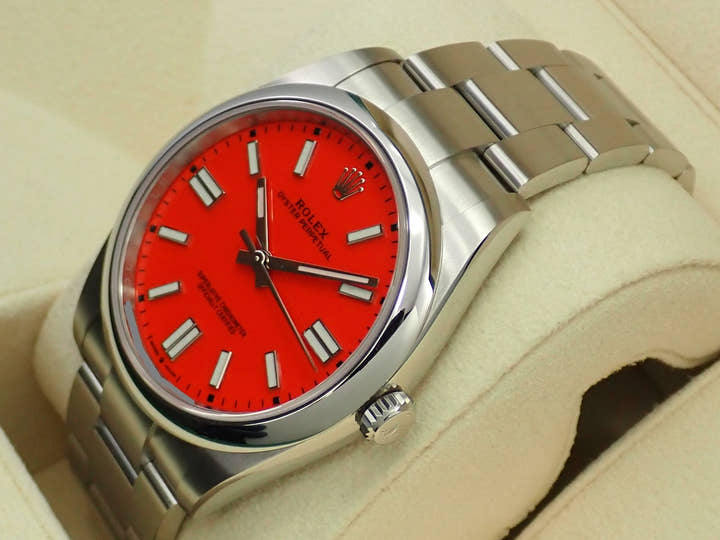 ロレックス オイスターパーペチュアル41 Ref.124300 ステンレススチール コーラルレッド文字盤